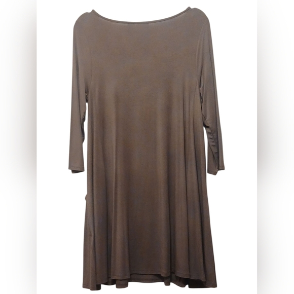 Sigrid Olsen - NWT, Taupe Dress W/ Pockets, Round Neck, 3/4 Sleeves, Size Medium - Picture 3 of 9